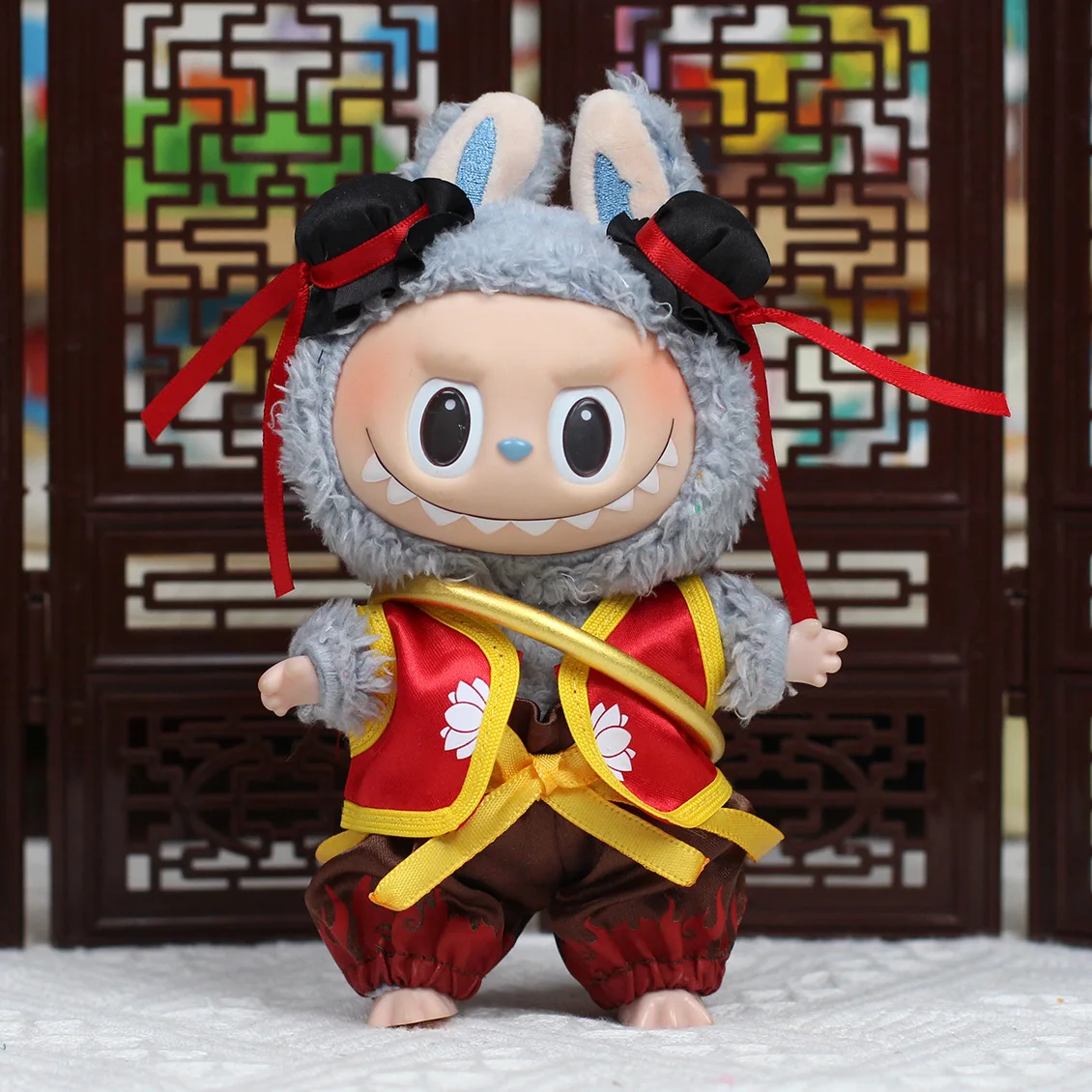 옷만 판매 17cm Labubu 하트 비트 마카롱 시리즈 비닐 인형 해산물 게임 시리즈 참가자 주최자 코스프레 정장 선물