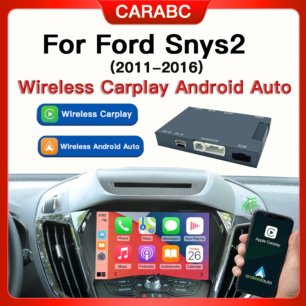 Drahtloses Carplay Android Auto für Ford Sync2 System Explorer Focus Fiesta C-max Edge F150 Fusion Taurus 2011-2016 Decoder-Box