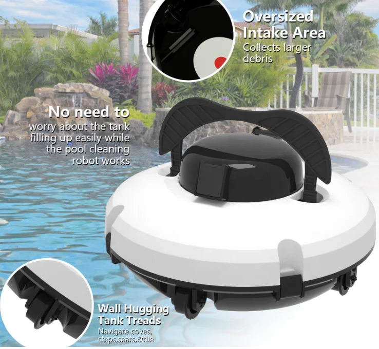 روبوت تنظيف حمام السباحة، روبوت لاسلكي قابل لإعادة الشحن، مكنسة كهربائية روبوتية لاسلكية