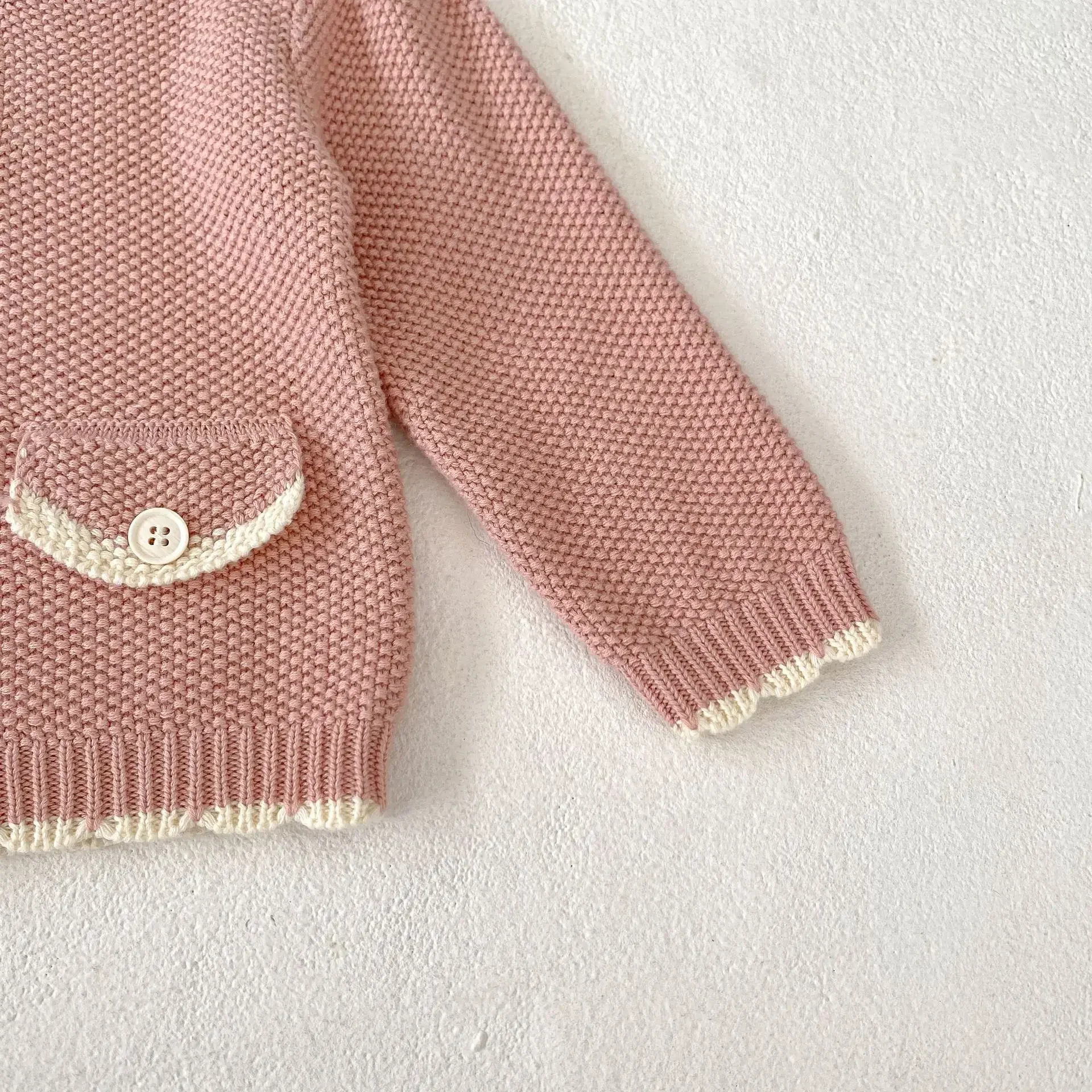 2024 Autumn Sweet Baby Sweaters Boy Knitted Cardigan Tops Coat Girl Casual Jacket Fashion Kids Cotton Knitsuit Children Knitwear