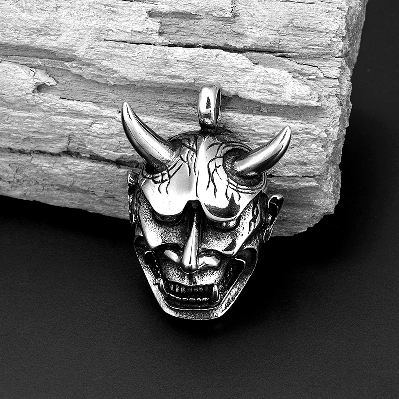 Fashion Ghost Head Triangle Prajna Pendant Necklace Men Women Hip-Hop Ornament Souvenirs stainless steel  Long Sweater Chain Hot