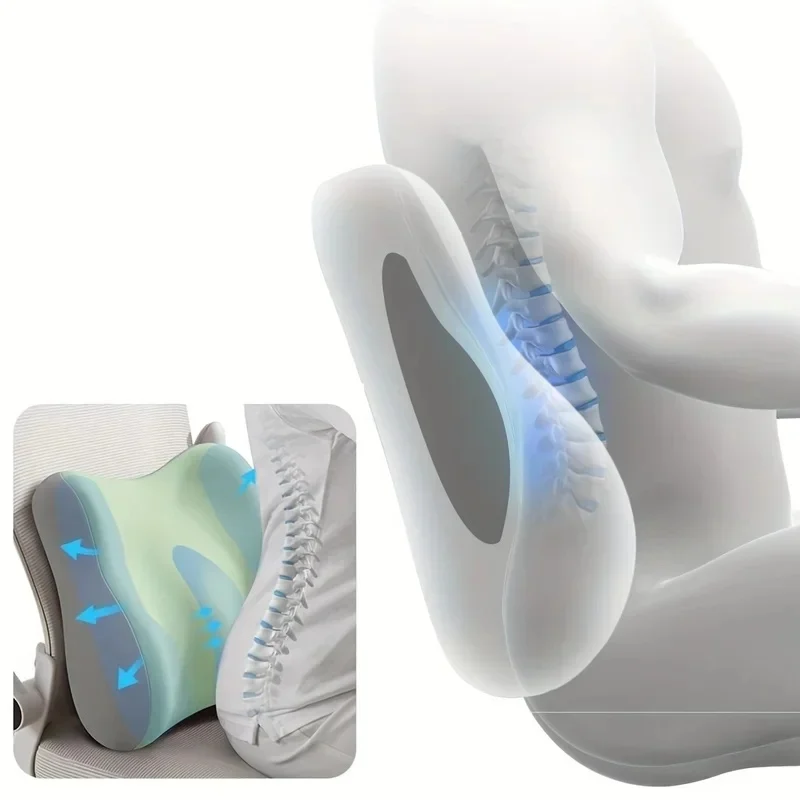 Stocking Stuffers Christmas Gift 2Pcs Memory Foam Car Seat Cushion Lumbar Support Pillow Soft Elastic Office Chair Pad Desk Use