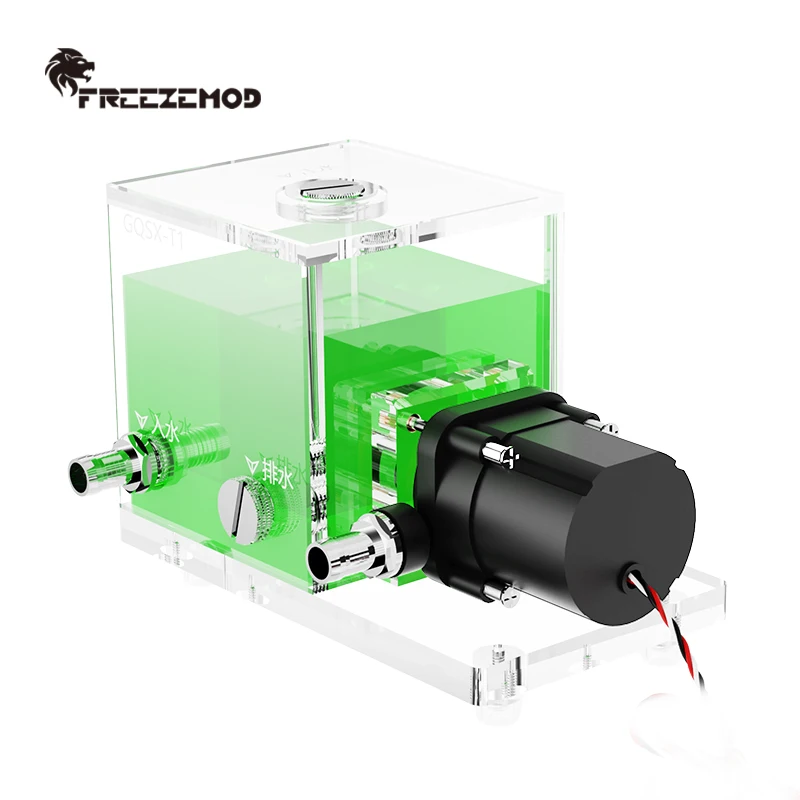 FREEZEMOD industrial notebook pc water cooler Cubic transparent tank+pump 600L/H capacity 500ML water cooling. GQSX-T1