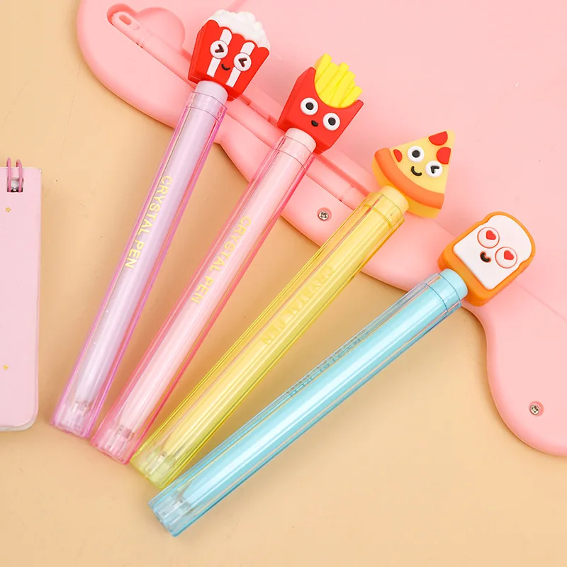 36pcs/lot Kawaii Bread Pizza Gel Pen Cute 0.5mm Black Ink Signature Pens Promotional Gift Office School Supplies