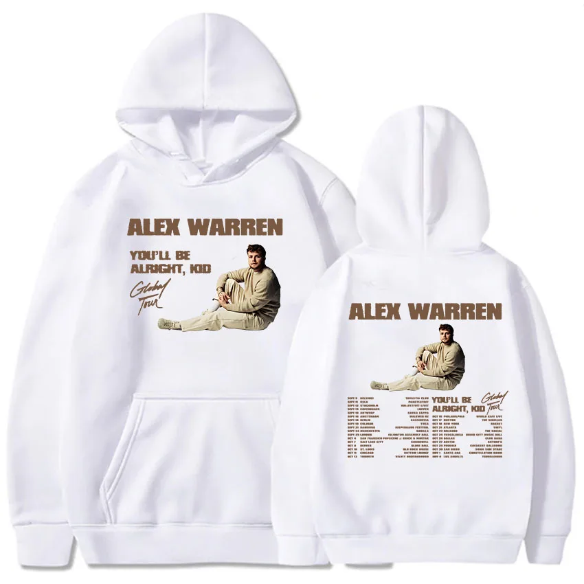 You'll Be Alright Kid Alex Warren Hoodies Men Clothes Winter Long Sleeve Hooded Sweatshirts Singer Graphic Printing Sudaderas