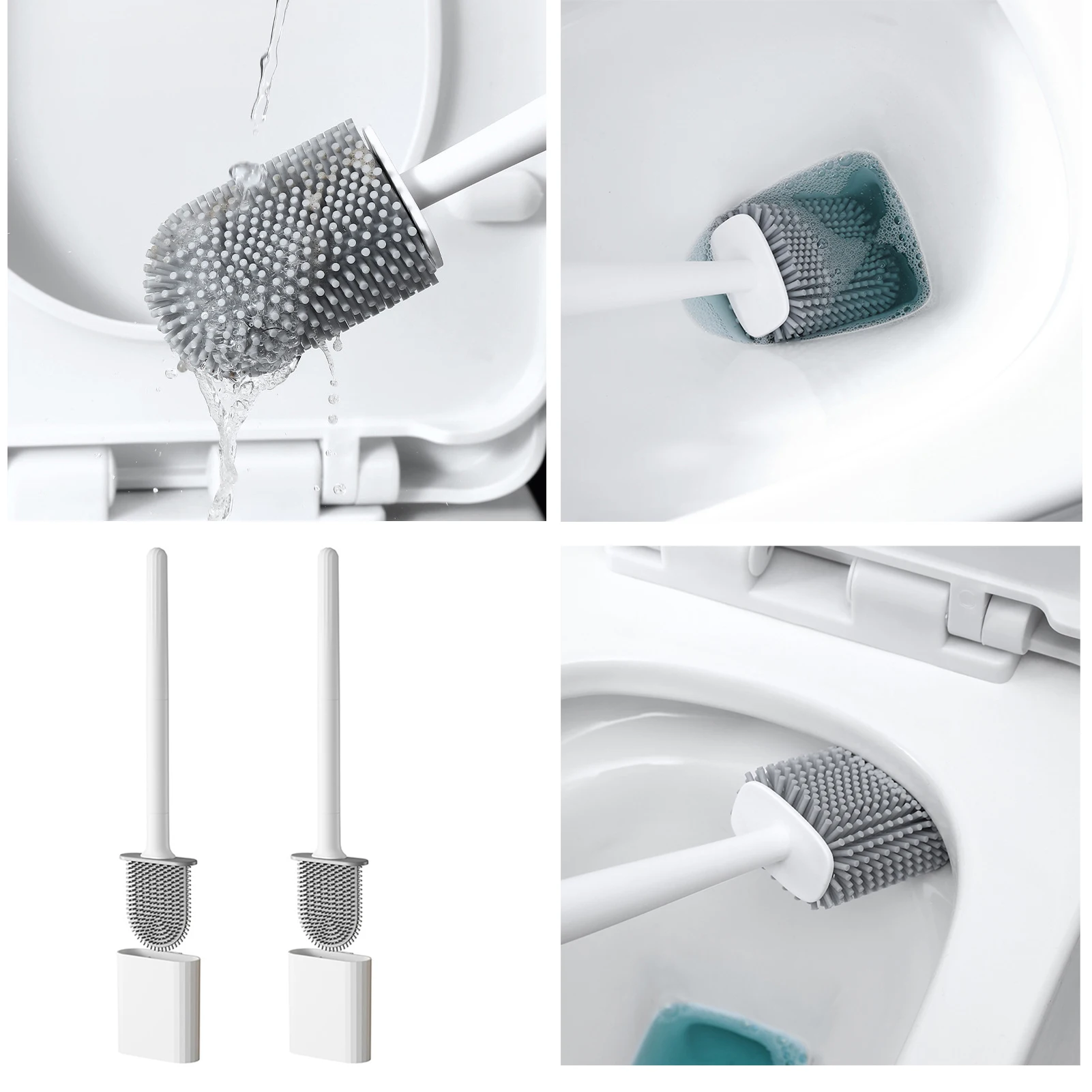 TPR Toilet Brush for Bathroom Home Cleaning Tool Mini Silicone Scrub Brush with Base Drip Resistant Odor Free Durable