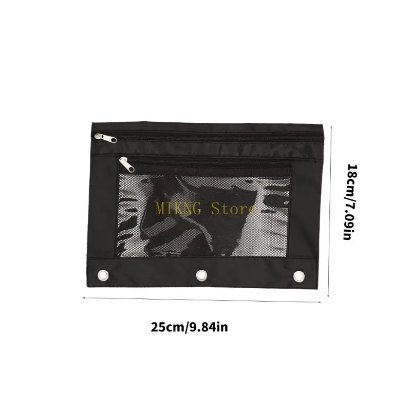 펜 가방 더블 지퍼 펜 파우치 3 반지 바인더 펜 케이스 케이스 파일 가방 펜슬 가방 최고의 판매