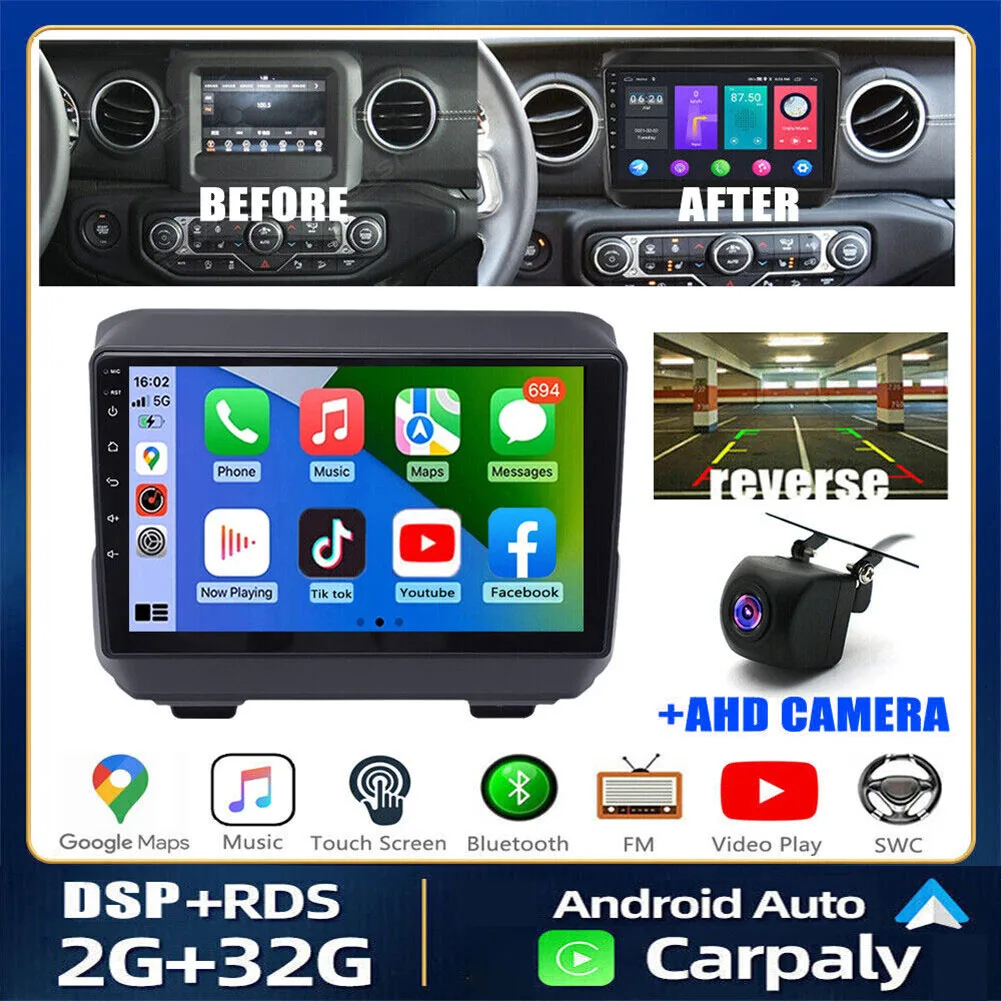 for Jeep Wrangler JL 2018-2021 for Jeep Gladiator JT 2020-2021  Wireless Carplay&Android Auto 9