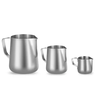 Milk Frother Jug Stainless Steel Container 100ML 350ML 600ML Frothing Pitcher Coffee Cups…