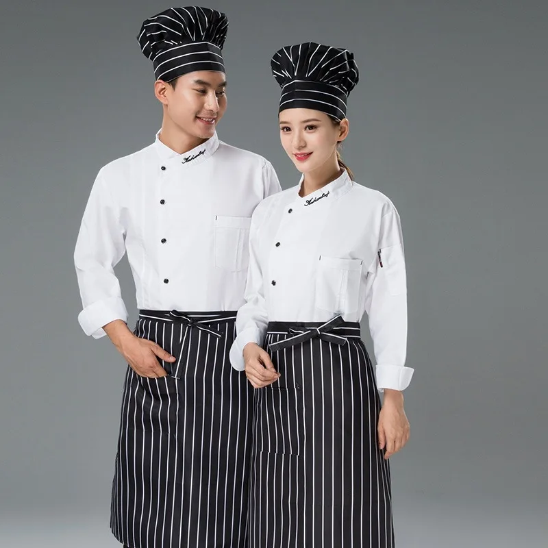 シェフの作業服-メンズ-長袖-秋冬用高級シェフユニフォーム-長袖-洋食レストランやホテル向け