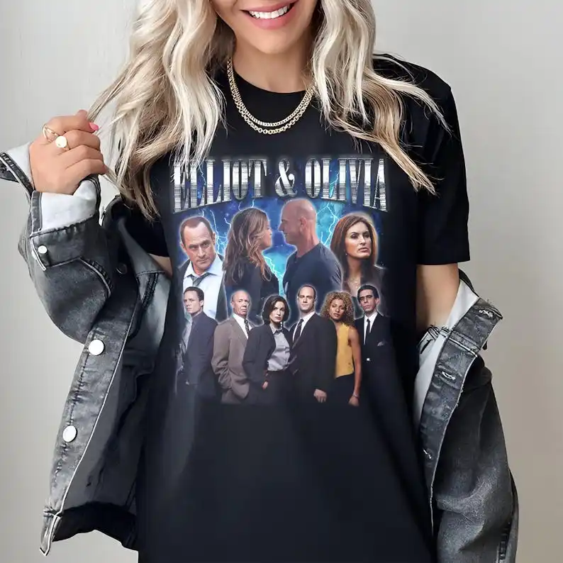 

Рубашка Elliot Stabler Olivia Benson в стиле ретро, футболка, футболка, Olivia Benson