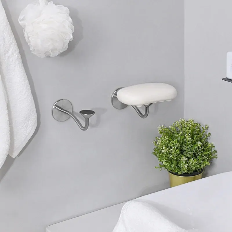 Adhesive Backed Magnetic Soap Holder No Hole Punched Stainless Steel Corrosion Resistant Soap Storage Racks