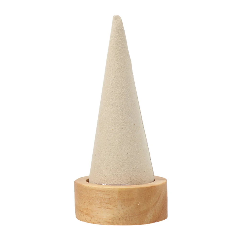 

Creative Cone Shape Wood Ring Holder Jewelry Display Organizer Beige Small Jewelry Storage Rack for Home Bedroom Dresser