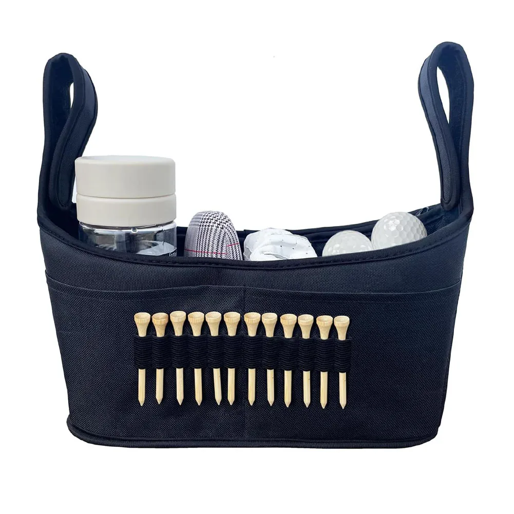 Golf Cart Storage Bag 38x8x21cm Accessory Organizer Holder Black Multipocket Gear Carrier Tool Kit For Course Equipment
