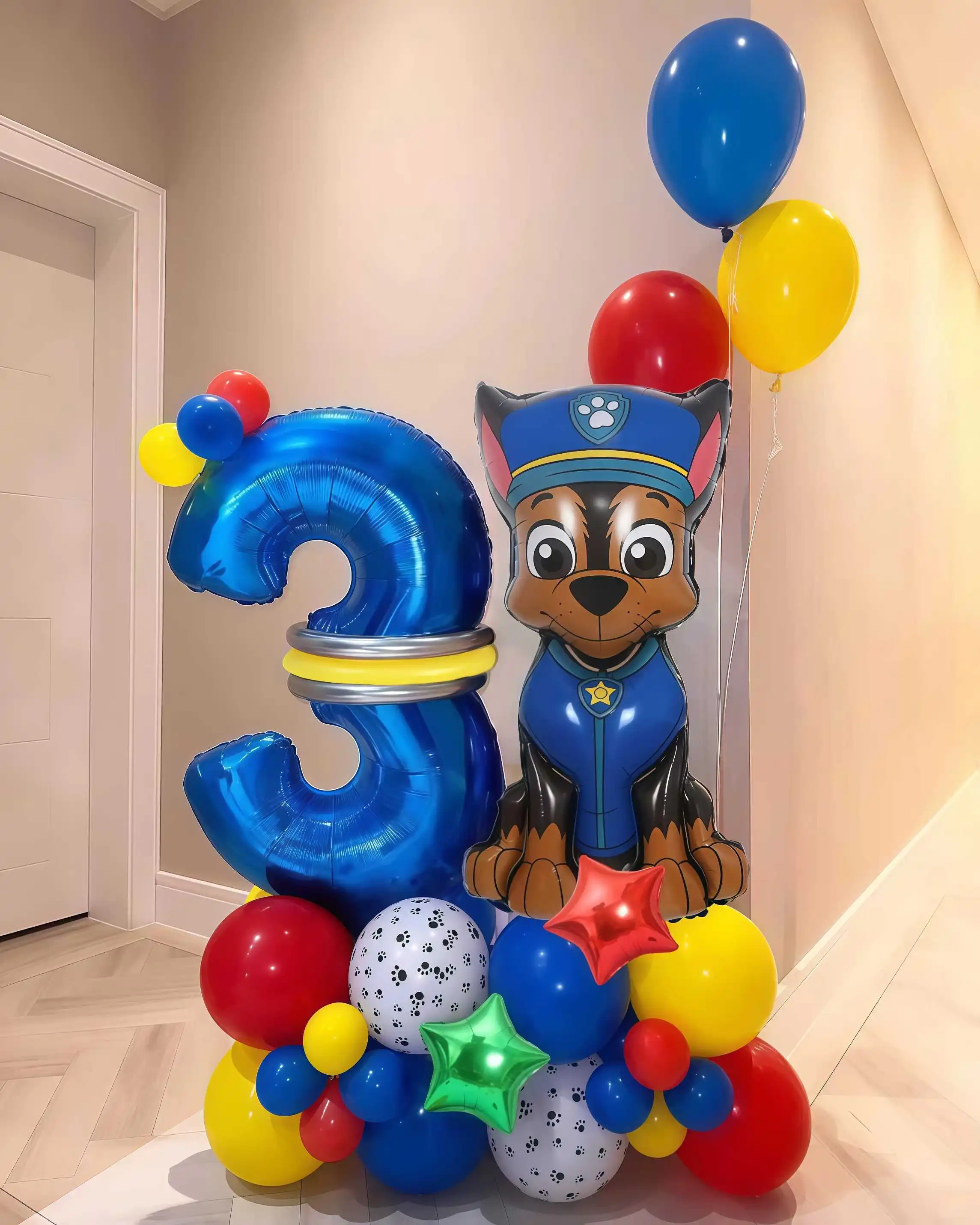 36 pçs dos desenhos animados pata patrulha tema folha balão número balão crianças festa de aniversário decoração presente do bebê festa perseguição skye balão