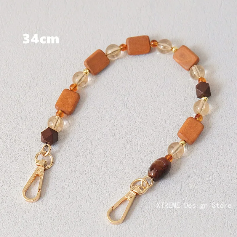 New Woman Bag Accessory Colorful Wood Resin Beads Part Handcrafted Wristband Phone Case Strap Women Replacement Bag Handle Chain