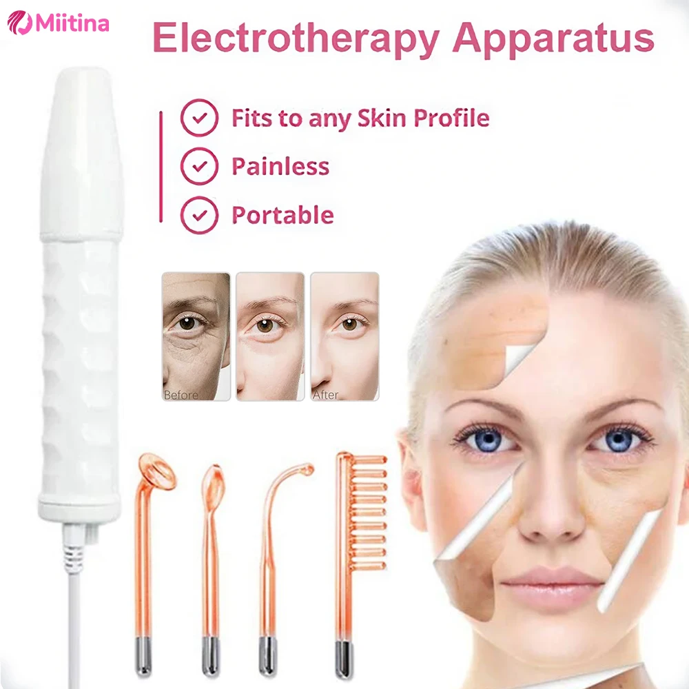 4in1 Facial Beauty Machine High Frequency Electrotherapy Wand Neon Argon Wands Remove wrinkles Rejuvenation Tightening Skin Care