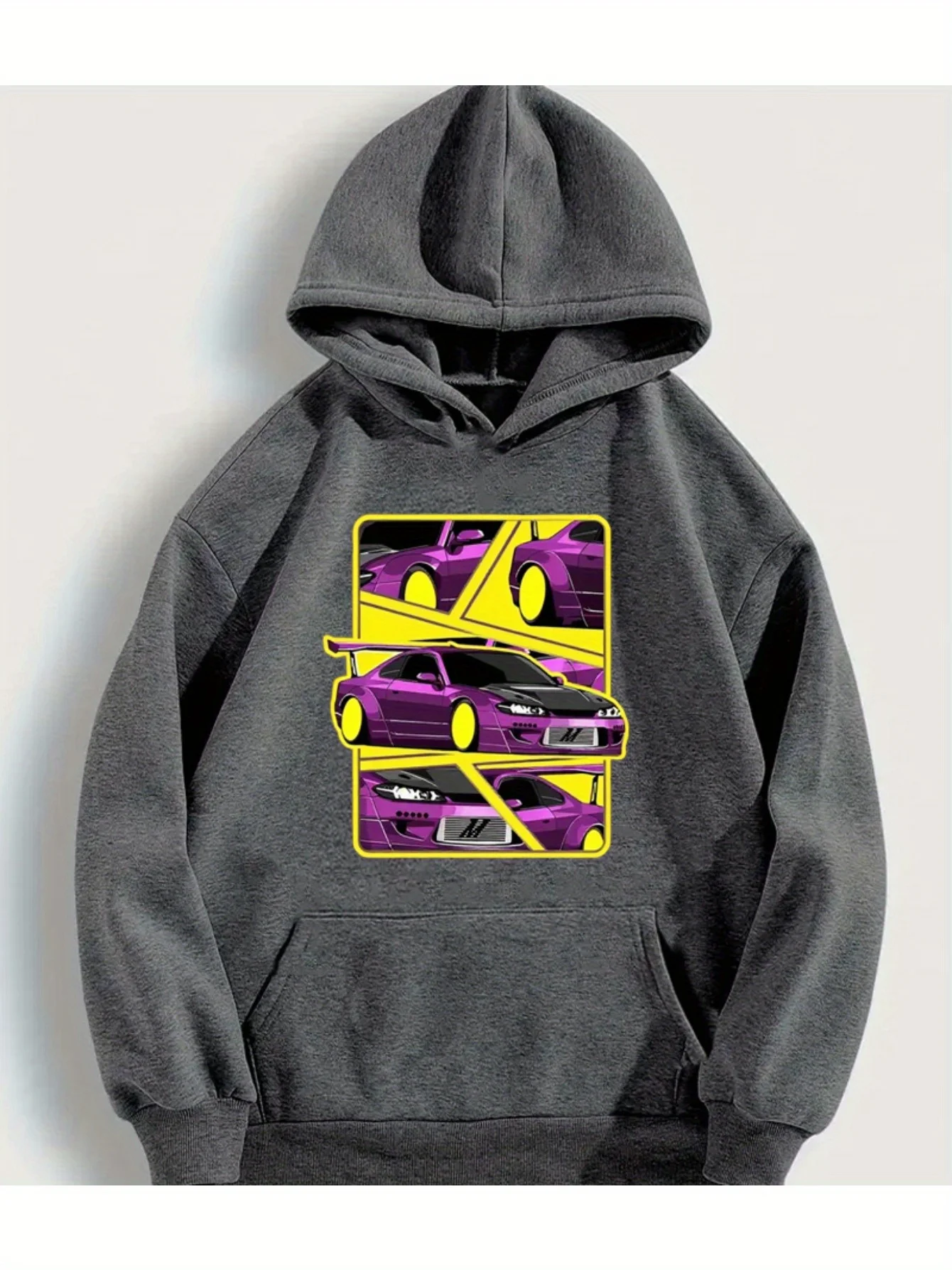 سويت شيرت بغطاء للرأس بنمط سباق الدراجات النارية للرجال مع طباعة سيارة ثلاثية الأبعاد، مسامي، مصمم خصيصًا لعشاق الرياضة #2