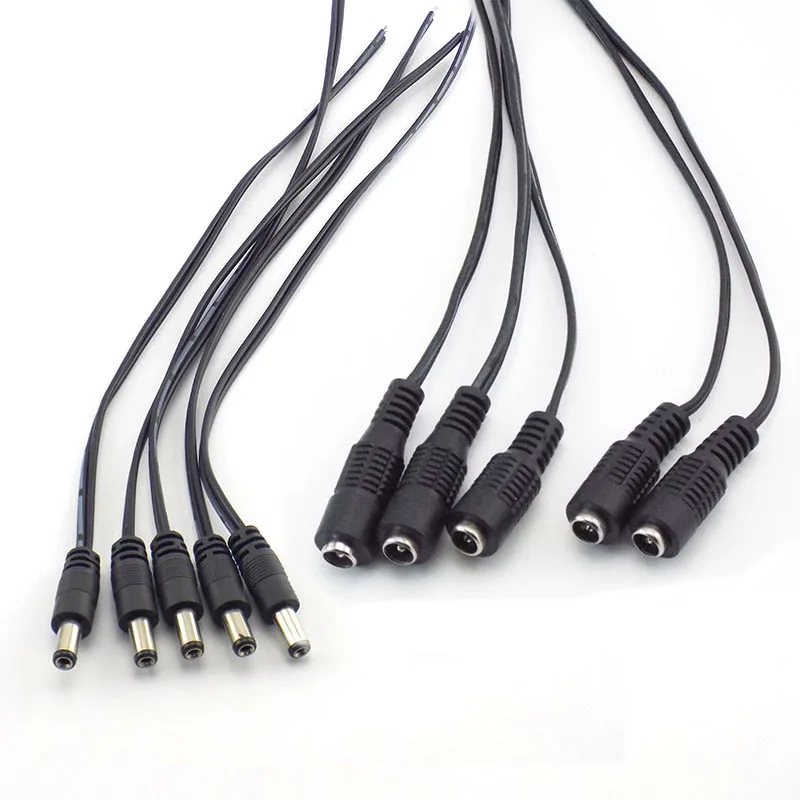 DC złącza męskie żeńskie wtyczka zasilania przewód przewód do kamery wideo cctv bezpieczeństwo 12v przedłużacz kabla adapter wtyczki 2.1*5.5mm — zdjęcie 2