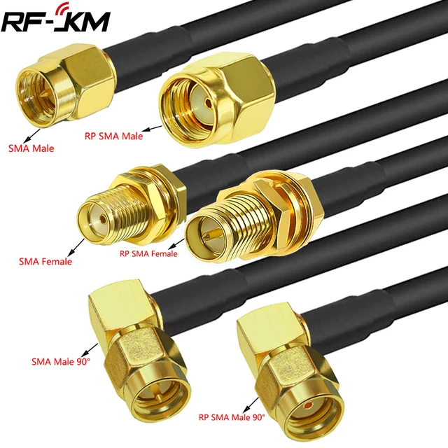 SMA Male to SMA Female RG58 50ohm Cable Coaxial Extension Connector RPSMA  Plug Jack Right Angle Crimp Brass RF - AliExpress