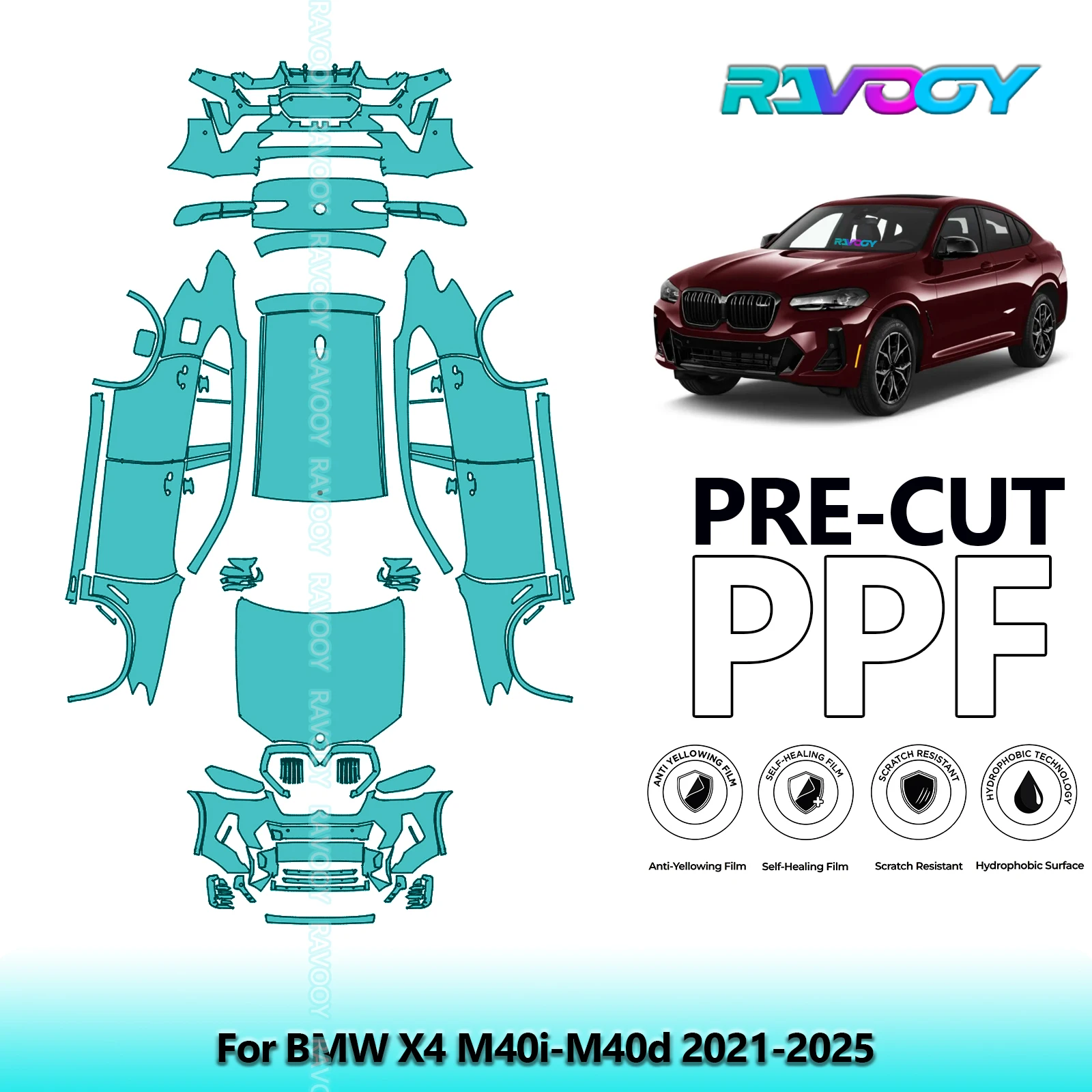 

8.5Mil Precut PPF Paint Protection Film Full Vehicle For BMW X4 M40i-M40d 2021-2025