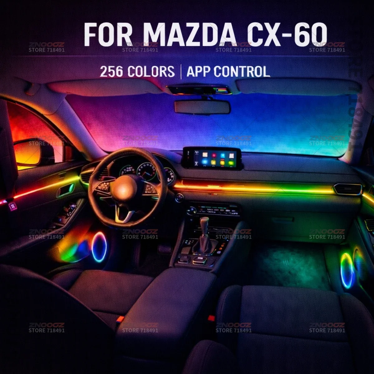 22in1 RGB Car Interior Acrylic Car Ambient Lights RGB Hidden Acrylic Strip Decoration Atmosphere Accessories For Mazda CX-60