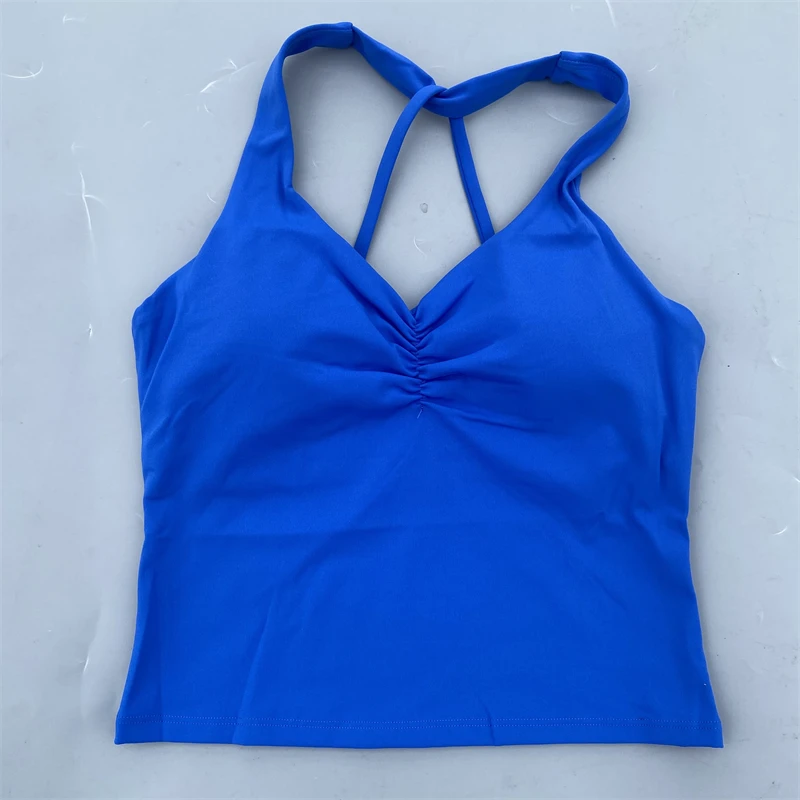 High Support Sports Bra Women Gym Crop Top Cross Straps Yoga Vest Fitness Bralette Running Underwear With Chest Pad