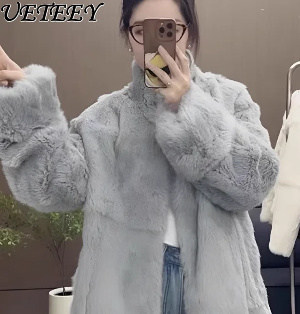 جديد الشتاء الأرنب الفراء الساخن بيع شيرلينغ فو الفراء معطف المألوف الدافئة منتصف طول بلون تنوعا جاكيت من الصوف