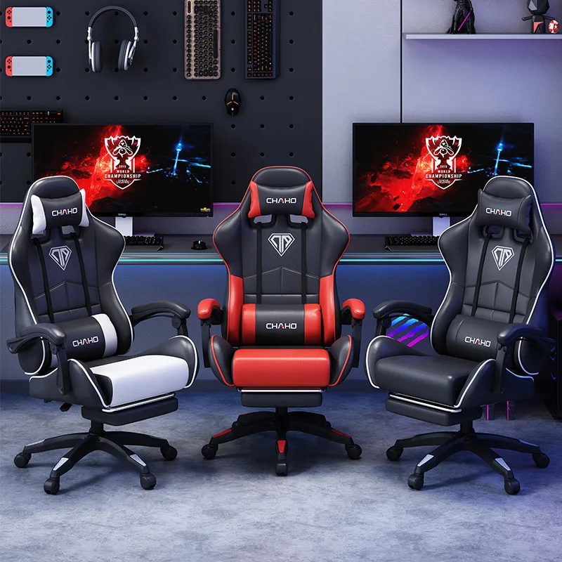 Office Chairs Ergonomic Gaming Office Chair High Back Racing Adjustable Lumbar Headrest Swivel Recliner PU Leather Computer