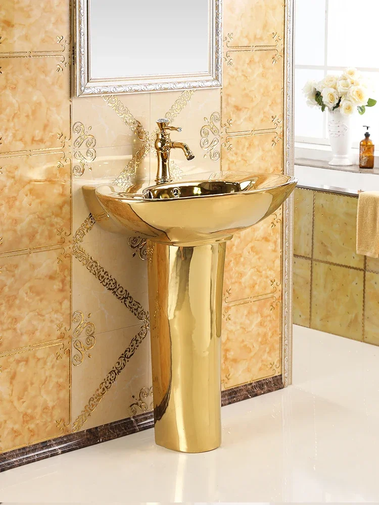 Art gold column basin wash basin bar floor-to-ceiling washbasin ceramic balcony split washbasin