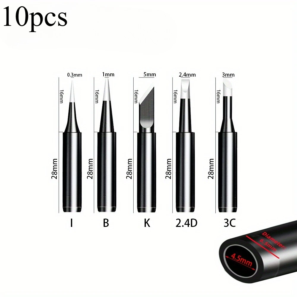 10pcs Soldering Iron Tips Set - 900M Pure Copper Heads For Maximum Performance & Durability! view 3