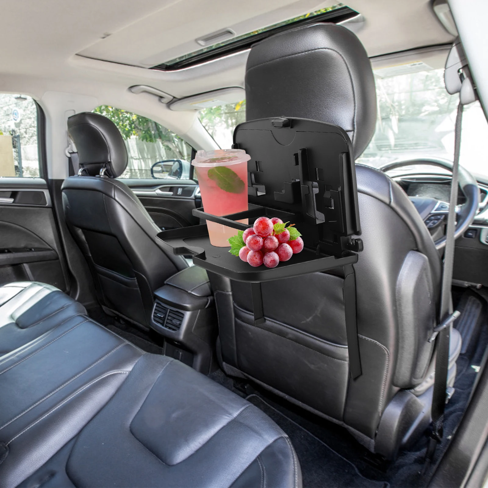 

Multifunctional Car Cup Holder Seat Dining Table Backseat Organizer Headrest Tray for Drinks Snacks ABS Durable Easy Install