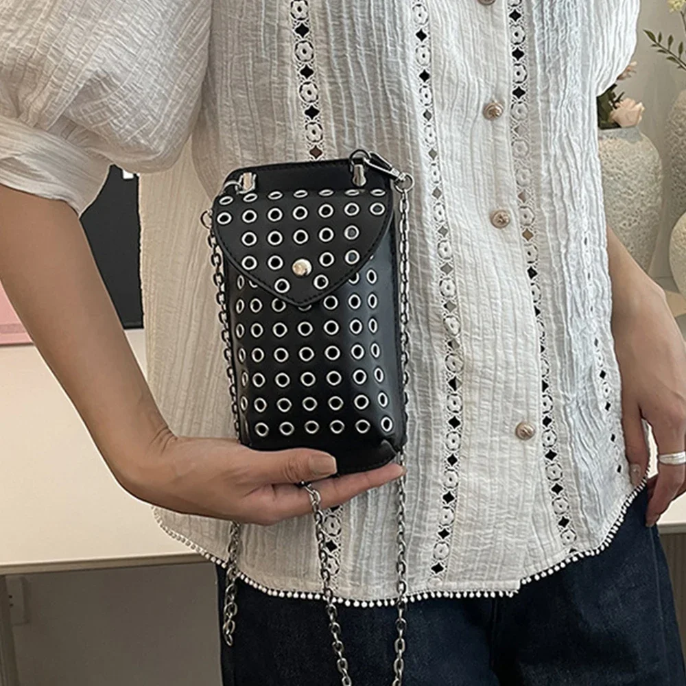 

Mini Hollow Women Shoulder Bag Rivet Crossbody Bags for Women Small Phone Flap Purses Handbags Coins Lipstick Clutch NEW 2025