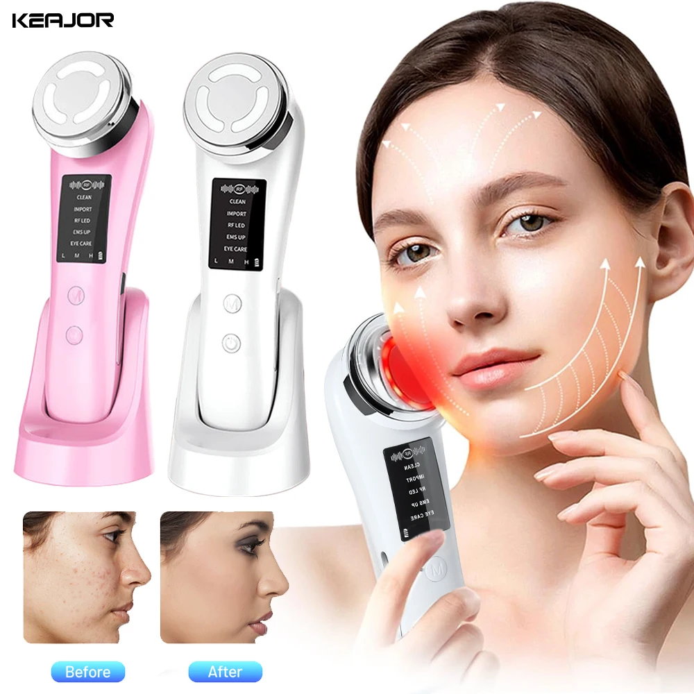 Gezichtsmassage Ems Microcunt Huidverstrakking Led Foton Gezichts Lifting Verjongingsrimpelverwijderaar Rf Hoogfrequente Massageapparaat