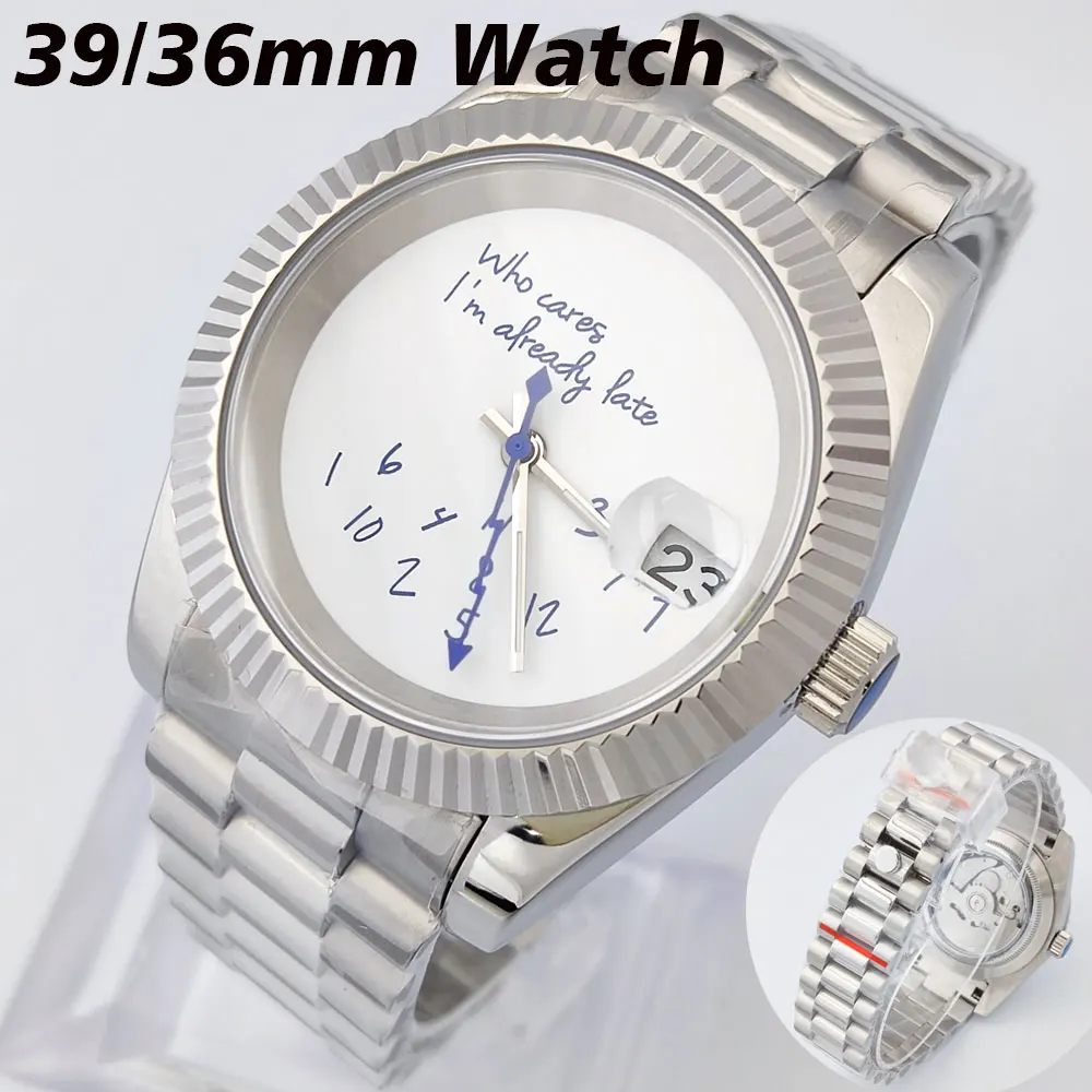 

Часы NH35 39 мм/36 мм с циферблатом «Кто волнуется, я уже опоздал», китайский автоматический механизм NH35, сапфировое стекло, мужские часы.