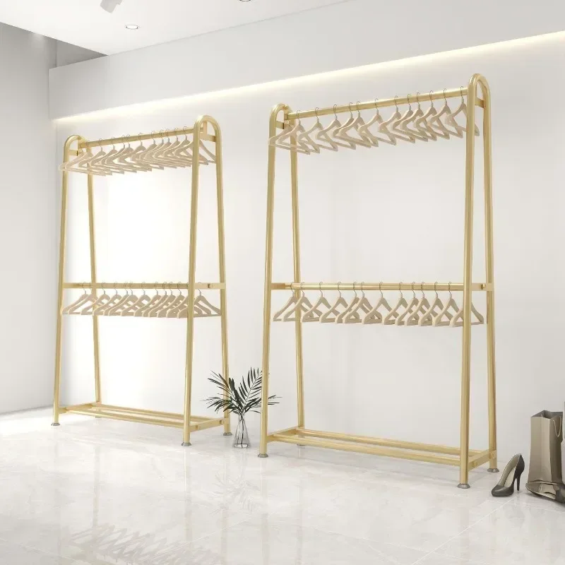 Simple clothing store double-layer display rack