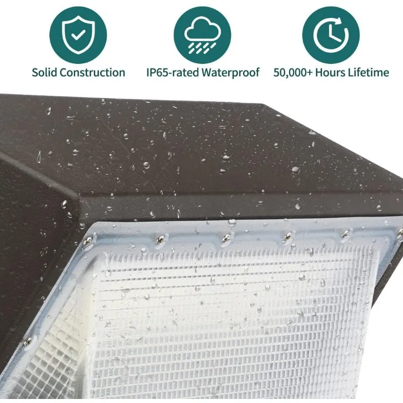 Paquete de iluminación LED para exteriores, luz diurna de 60W, 7800lm, 5000K, 100-277V, accesorio impermeable con fotocélula Dusk to Dawn