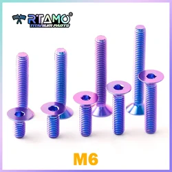RTAMO Titanium Bolt M6X10/12/15/20/25/30/35/40/45/50mm Countersunk Hex Head TC4 Ti Alloy Screw Bike Motorcycle Adapter Fastener