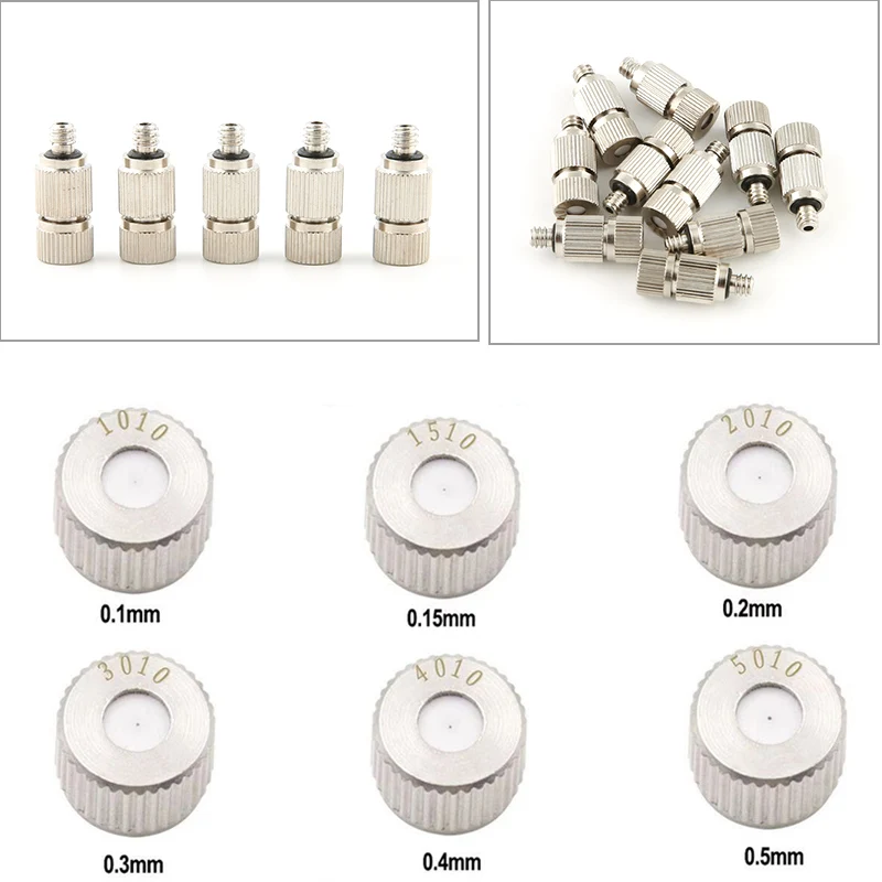 50pcs Outdoor Anti-drip Fogging Spray Head Outdoor Cooling Misting System Nozzle, UNC 10/24 Stainless Steel Misting Nozzles