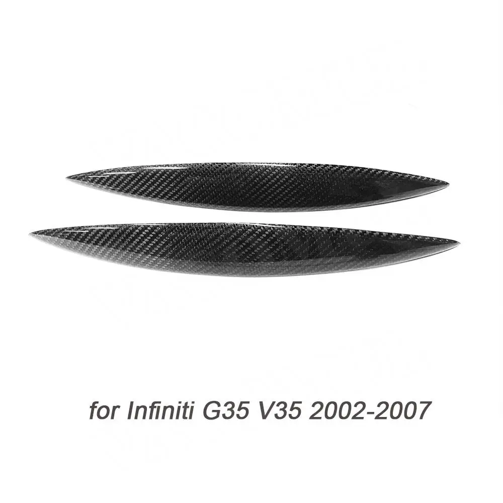 Carbon Fiber Car Headlight Eyebrows Front Lamp Cover For Infiniti G35 V35 2002-2007 FRP Black Primers Stick Eyelids Bodykit