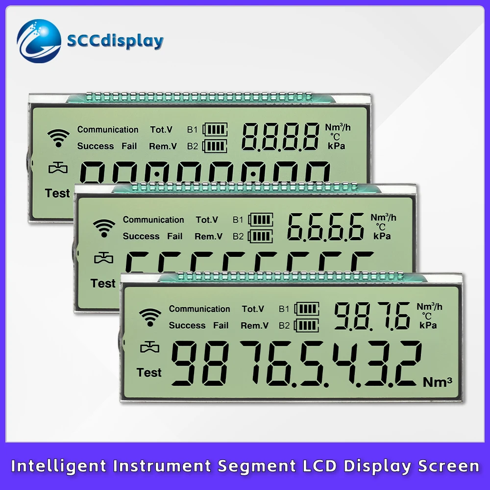 Customizable batch SJXDGW067 Smart meter segment LCD screen with high contrast clear and easy to read 7 segment display screen