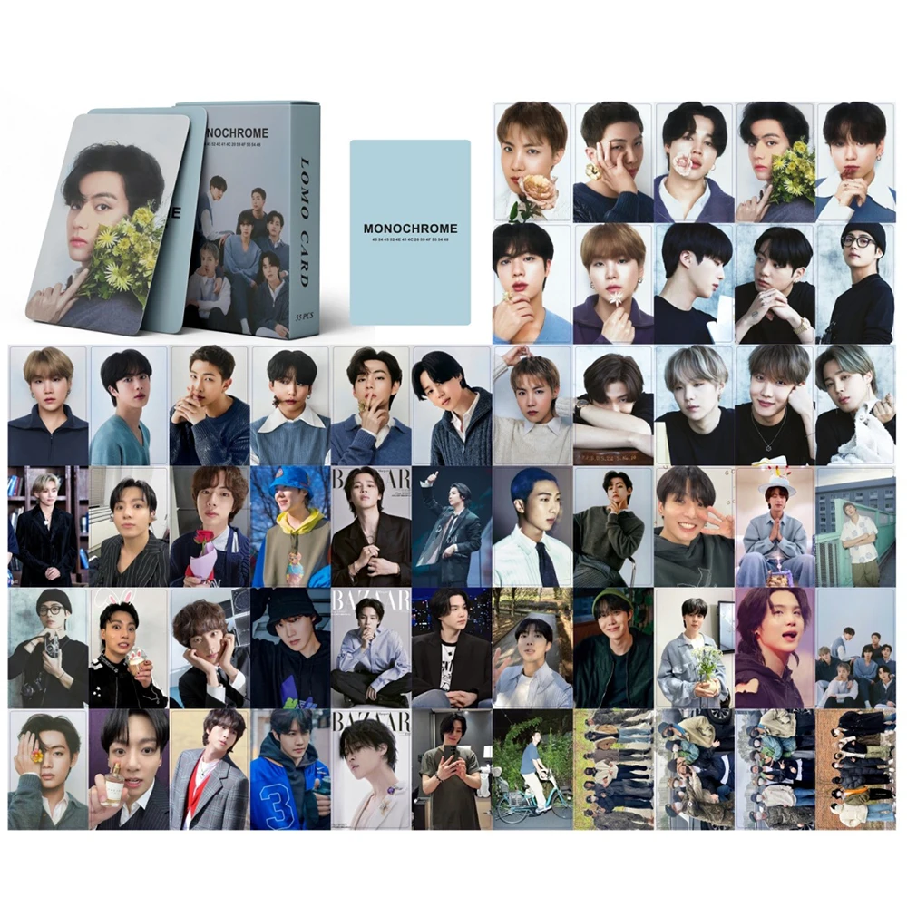 55Pcs/Box Kpop MONOCHROME Bangtan Boys POP UP Photocards Jung Kook Lomo Cards Photo Card for Fans Collection