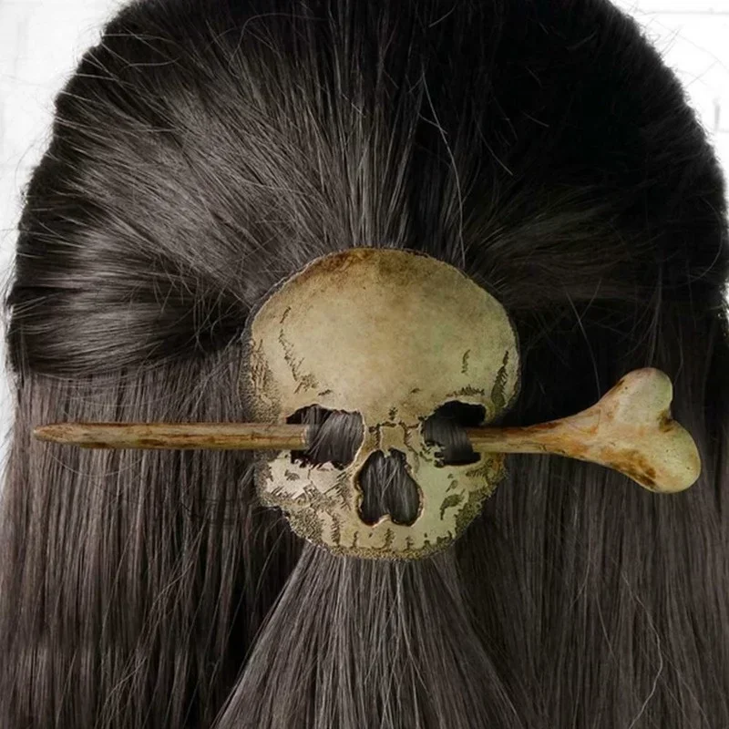 Death Mot/Skull Haarspeld Halloween Retro Decoratieve Haarclip Bronzen Schedel Mot Vrouwen Mode Retro Punk