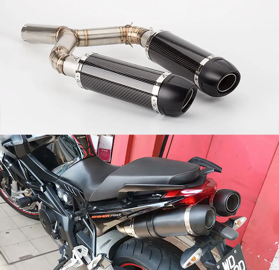 Motorrad-Auspuffschalldämpfer mit Verbindungsrohr für Aprilia SHIVER 750 / GT 2010-2016 SHIVER750 Auspuffanlage Slip-on