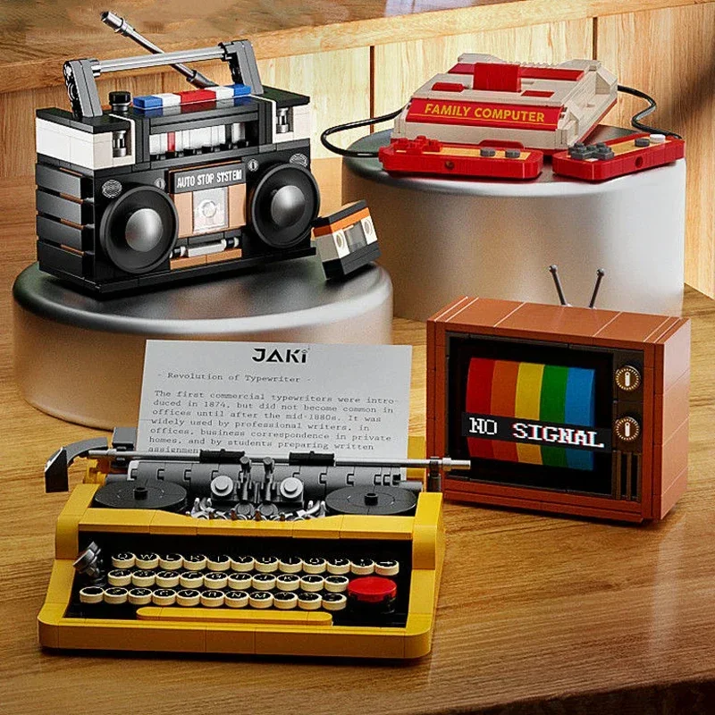 JAKI Retro Color Television Computer Music Walkman Game Console Radio Typewriter 3D Model Mini Blocks Bricks Building Toy No Box