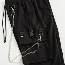 Schwarze Freizeithose für Damen im Frühling und Herbst, koreanischer Stil, Ins Hip-Hop-Student, lockere, hoch taillierte, schmal geschnittene Cargohose, trendig – Detail 4