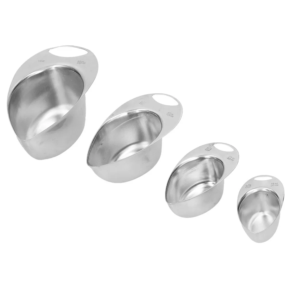 4Pcs Rustless Steel Measuring Spoon Hanging Loop Clear Scale Measuring Tool Multi-size Spoon Set Mirror Polished