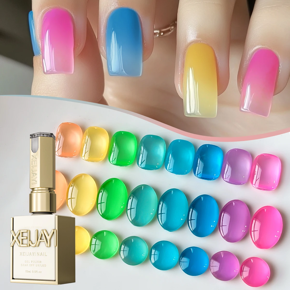 XEIJAYI 15ML 8Pcs colorful Gel Nail Polish Set, UV LED Immersion Nail Polish,Holiday DIY Nail Polish Design For Spring