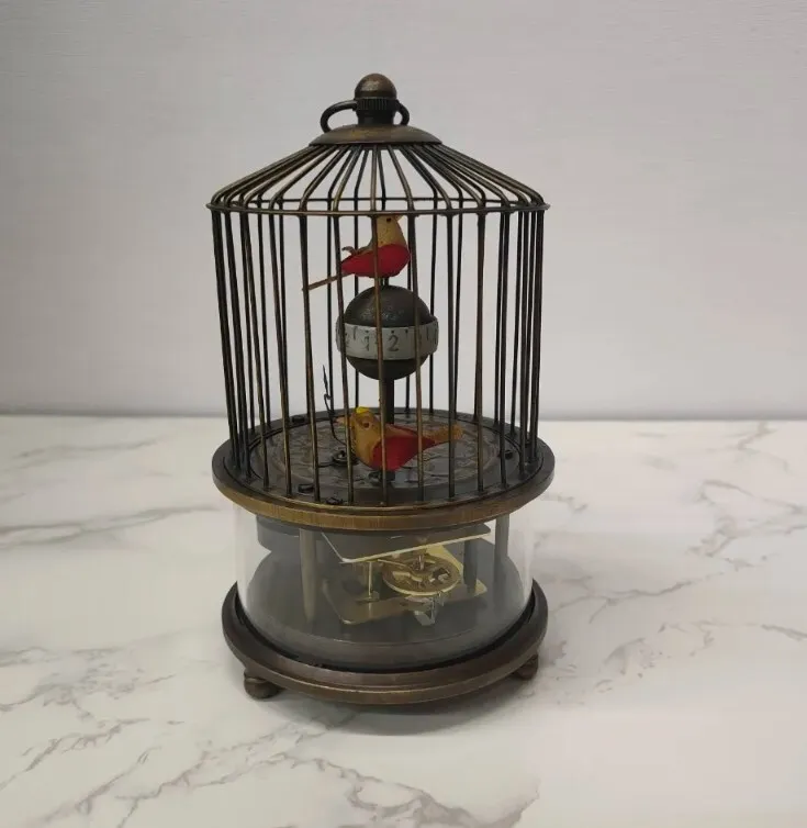Rare Brass Birdcage Mechanical Table Clock