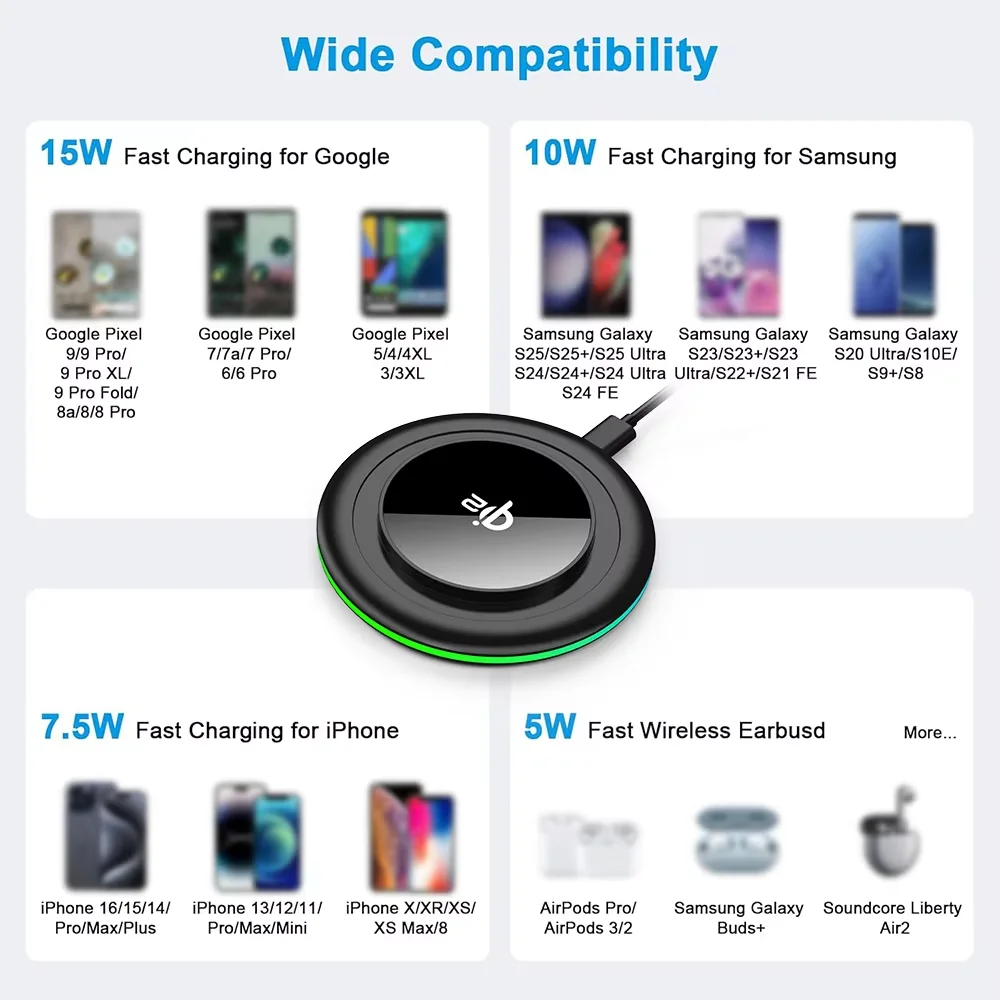 30W Wireless Charger LED Phone Charger Stand Suitable for IPhone17 -12 Pro Max 8 - Fast Charging Base for Xiaomi Samsung S25 26